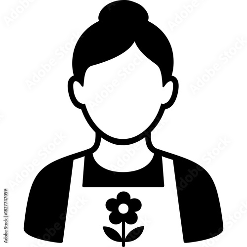 Minimalistic black florist silhouette on white background
