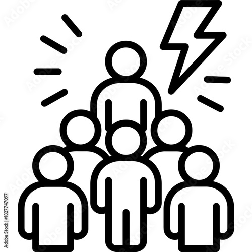 Flashmob sudden gathering outline vector