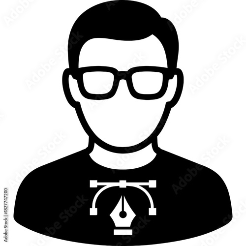 Black vector silhouette of graphic designer
