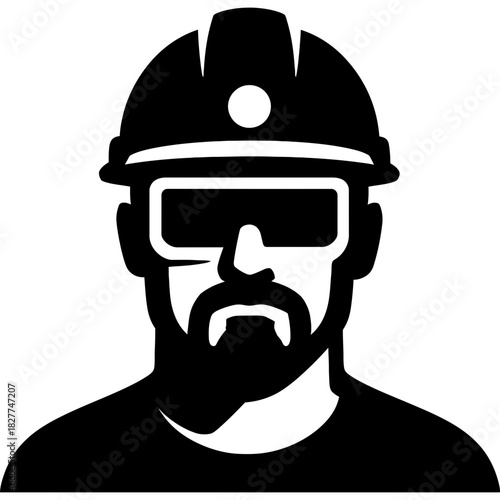 Minimalistic ironworker head silhouette