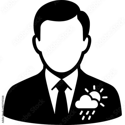 Minimalistic black silhouette of meteorologist head