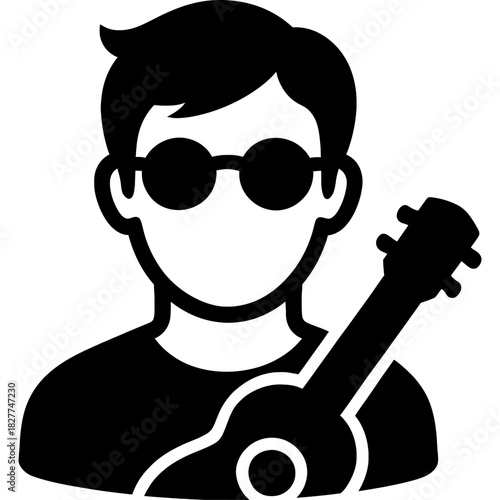 Minimalistic musician silhouette on white background