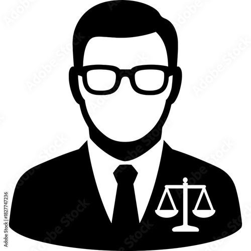 Black vector silhouette of lawyer head