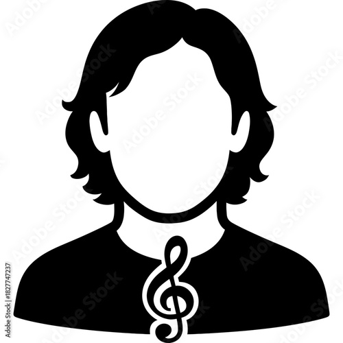 Minimalistic musician silhouette on white background
