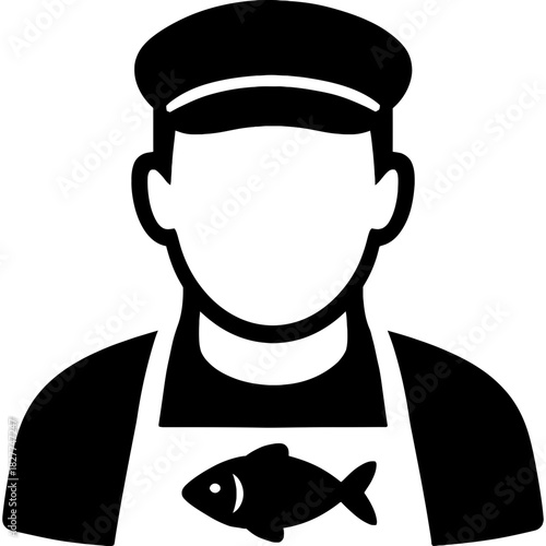 Minimalistic black fishmonger silhouette