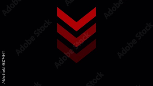 Animated Red Down Arrows Overlay Loop Motion Graphic: Business, Investment, Directional Icon Swipe Down Animation 4K