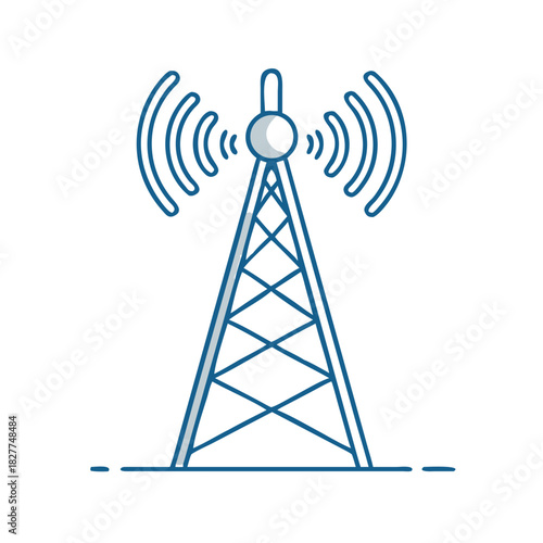 Broadcasting tower emitting signals for telecommunications, media distribution, and news broadcasting