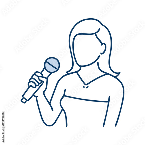 Female news anchor holding a microphone for broadcasting in journalism, media presentations, event hosting