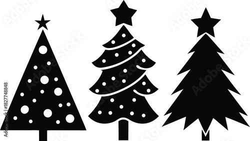 Christmas trees pictogram set silhouette vector illustration