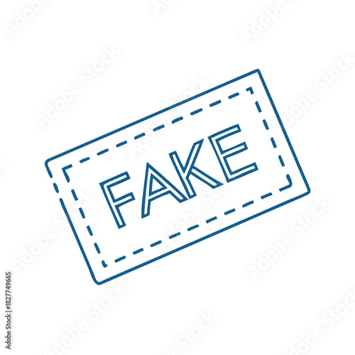 "FAKE" stamp design for identifying misinformation in news reporting, media literacy, fact-checking