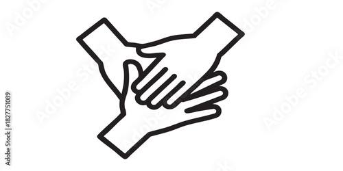 Massage of skin palm, two hands thin line icon, spa massage concept. Vector graphics. Massaging art for human hand, therapy sign on white background, style icon mobile or web design