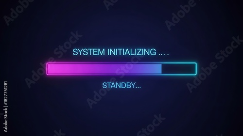 System initializing screen with digital loading progress bar
