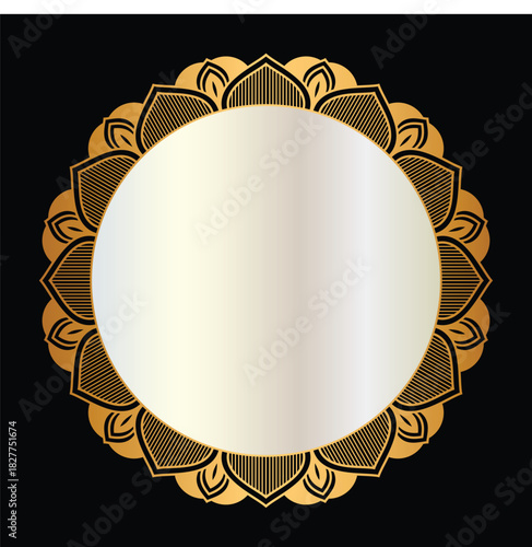 Golden circle mandala frame border
