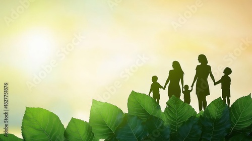 Family silhouette in nature