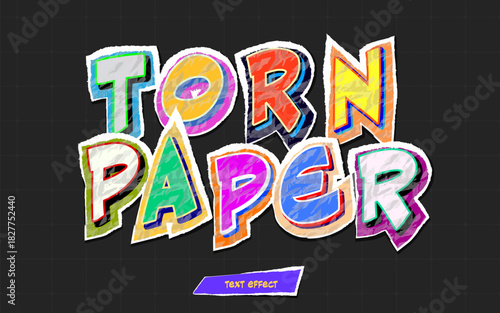 Torn Paper Text Effect Editable Vector
