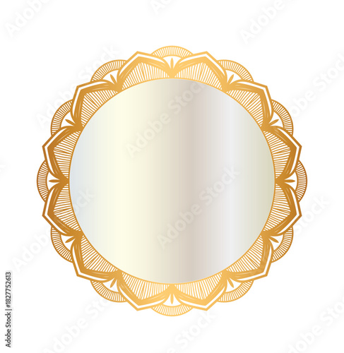 Golden mandala circle frame border 
