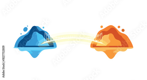 Floating Islands Representing Contrast and Connection, Generative AI.