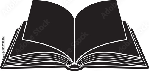 Open Book Silhouette Vector Icon