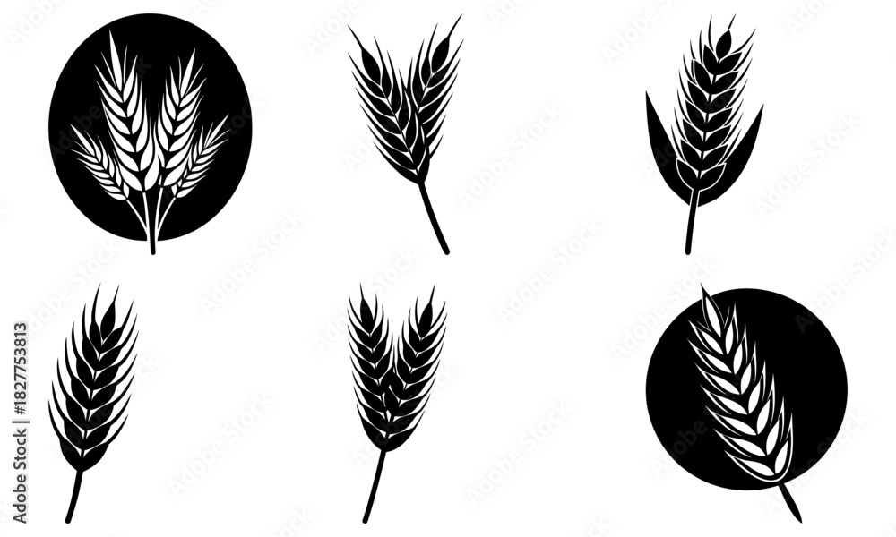 Fototapeta premium Harvest wheat bundle silhouette designs create rustic elegance and warm feelings of home, perfect for branding, baking, or nature-inspired projects.