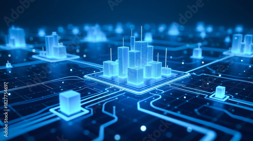 Digital technology and data transfer abstract composition