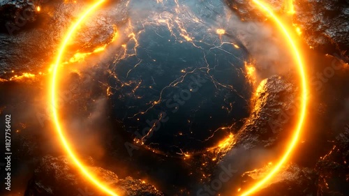 Fiery orb encircles cracked world