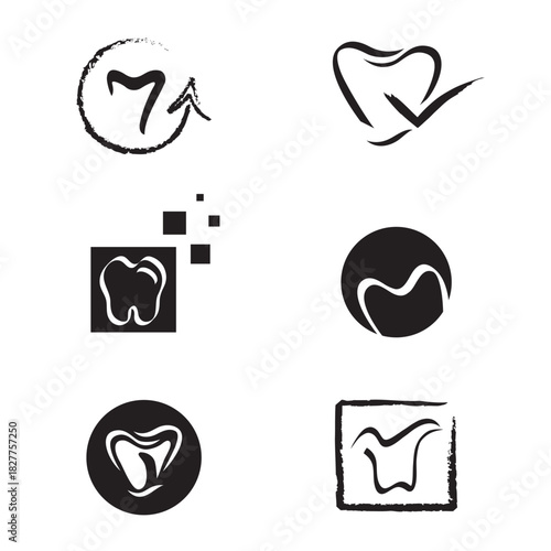 Ensemble d'Icônes Dent Dentiste Symbole Médical Soins dentaires Santé pour Design Logos Vecteur