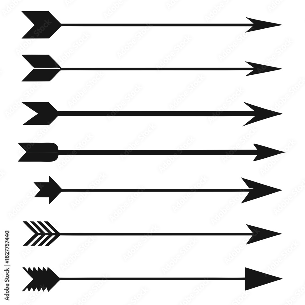 Fototapeta premium Arrow Divider Collection vector clean black silhouette design white background