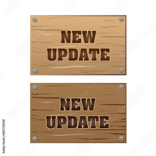 Wooden sign new update set of two vector signs flat design for decoration