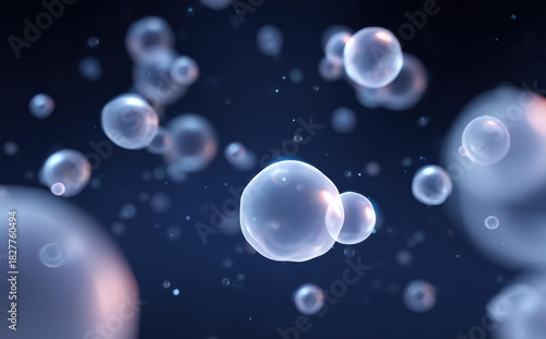 Wallpaper Mural Abstract scientific background with blue soap bubbles floating in dark water representing calm and clean purity Torontodigital.ca
