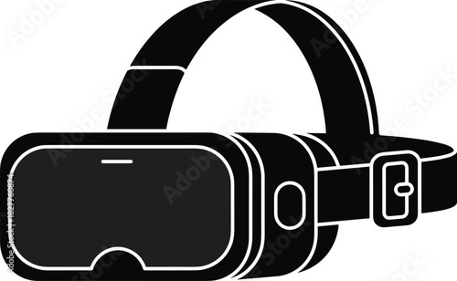 Black virtual reality headset with adjustable strap and buckle VR headset VR goggles