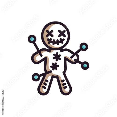 Voodoo Doll Vector Color Icon Illustration