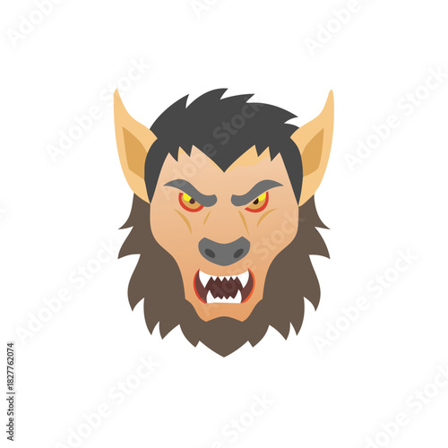 Werewolf Head Vector Color Icon Illustration