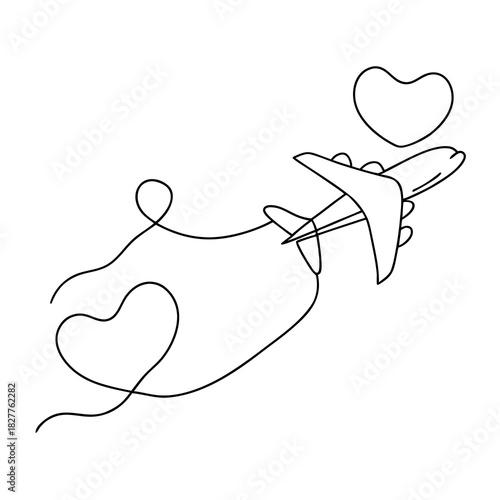 One-Line Airplane and Heart Animation