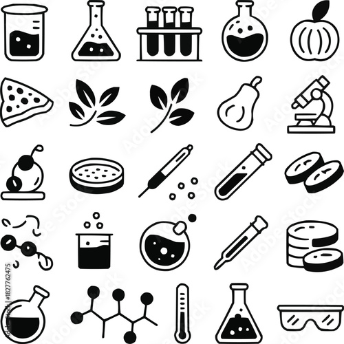 Italian Cuisine Flat Icon Set – Pasta, Olive Oil, Tomato, Herbs, and Traditional Ingredients