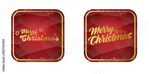 Merry Christmas golden text quote red sticker set with golden text vector design, creative holiday typography, modern festive graphic art for cards, invitations, social media banners