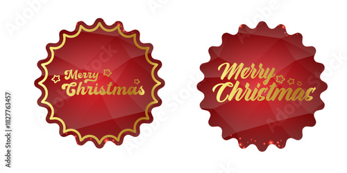 Merry Christmas golden text quote red sticker set with golden text vector design, creative holiday typography, modern festive graphic art for cards, invitations, social media banners