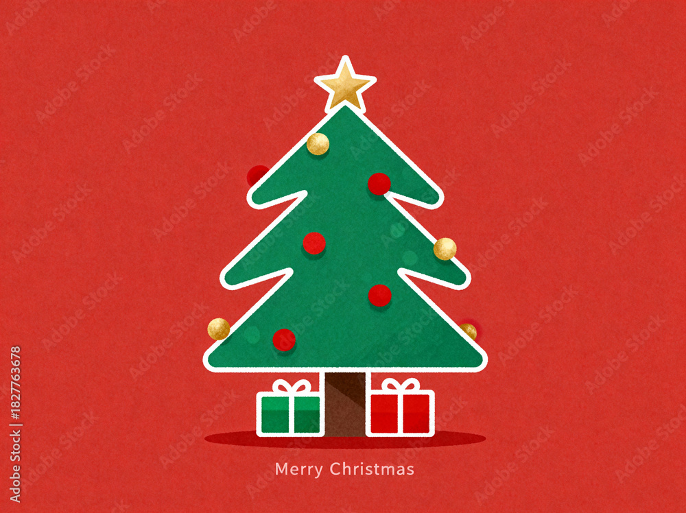 Fototapeta premium Christmas Simple Illustration for decorations idea with red background