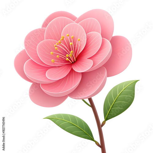 simple 3d cartoon render of a beautiful pink flower
