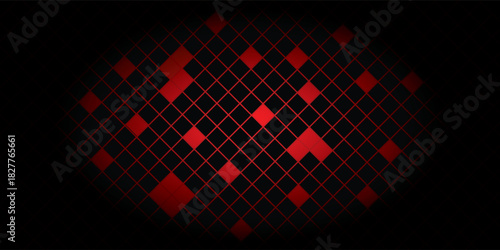 Black background with red line affect and recktangle texture. Modern background vector