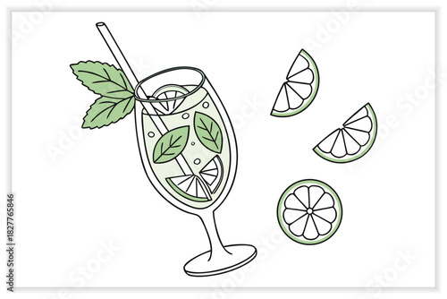 Wallpaper Mural Hand Drawn Cocktail Icons and Drink Illustrations Set Torontodigital.ca