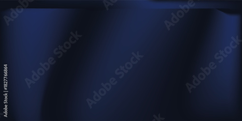 Silk satin fabric. Navy blue color. Abstract dark elegant background with space for design. Soft wavy folds. Drapery. Gradient. Light lines. Shiny. Shimmer.