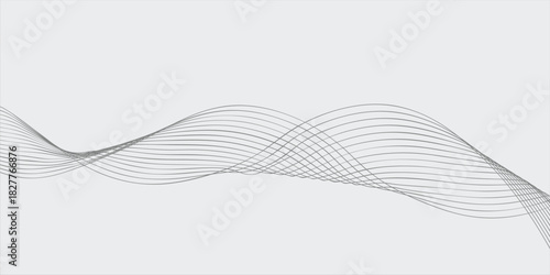Abstract wave element for design. Digital frequency track equalizer. Stylized line art background. Vector illustration. Wave with lines created using blend tool. Curved wavy line, smooth stripe.