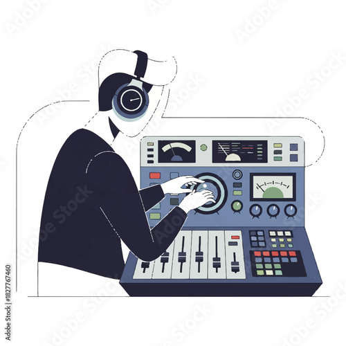 DJ Mixing Console Illustration A Modern Take on Audio Control and Creativity