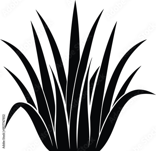 Simple flat design of green grass blades for advertising