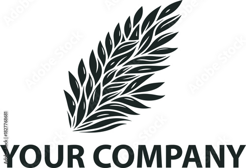 Rice grain cluster illustrated as a clean black vector emblem design. Food icon concept