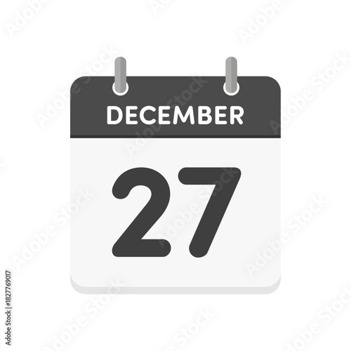 12月27日･December 27の日めくりカレンダーのアイコン - 12/27の日付入り英語の暦