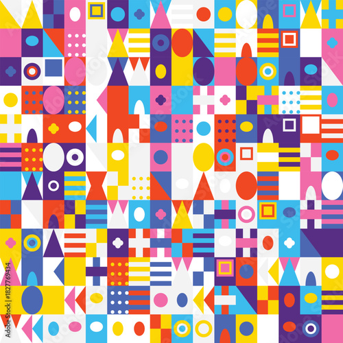 Colorful geometric pattern with abstract shapes a vibrant vector background for modern design projects great for textiles and wallpaper