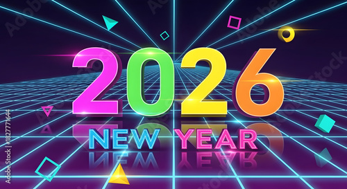 Colorful Number 2026 New Year Celebration Illustration.