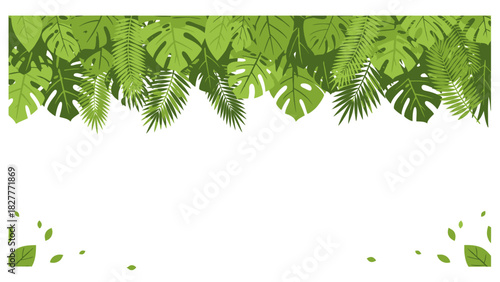 Lush Tropical Foliage Vector An Exotic Botanical Frame with Green Leaves for Design