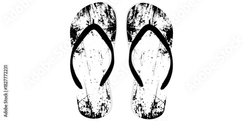 Cute hand drawn flip flops, cartoon flat vector illustration isolated on white background. Summer shoes, sandals or beach footwear.
